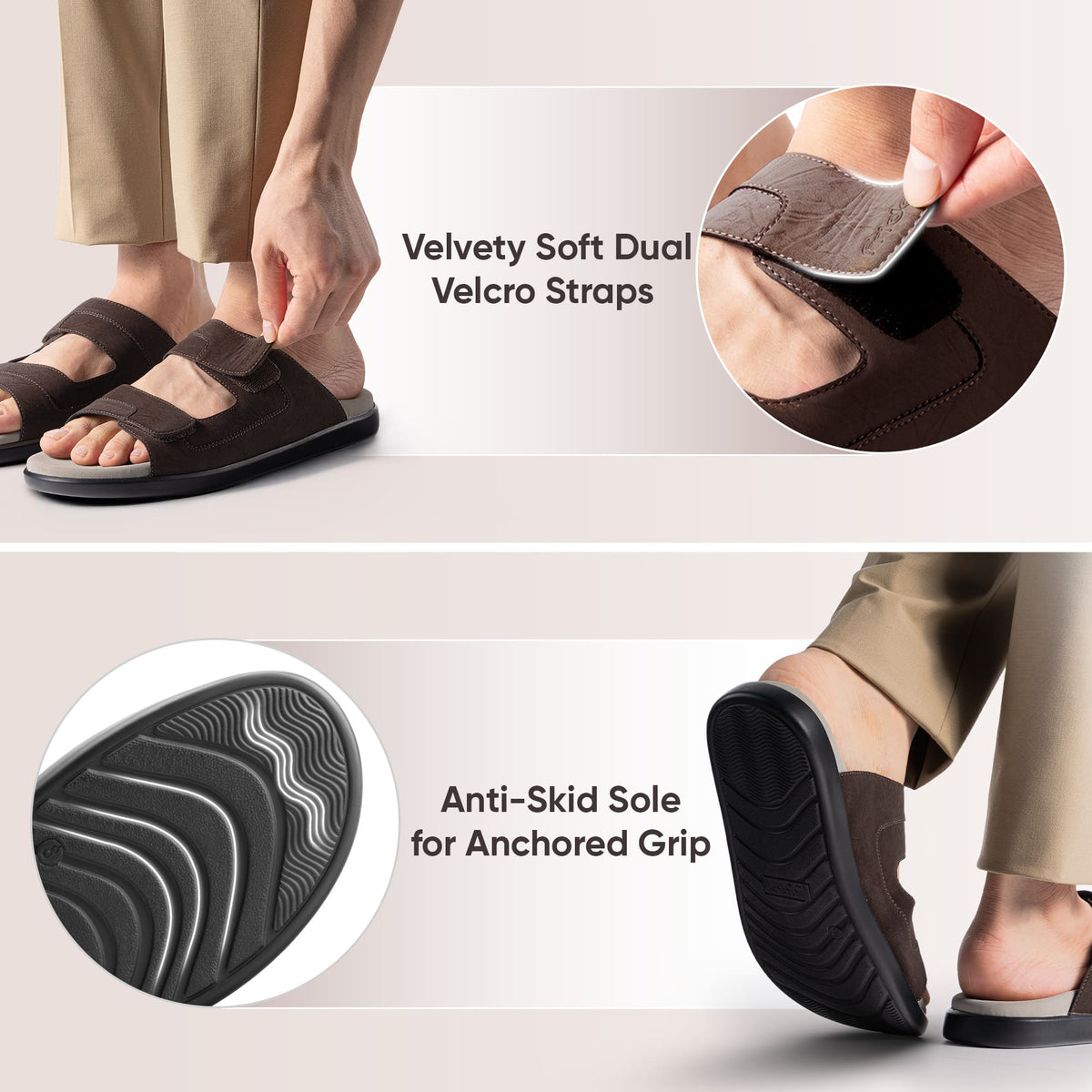 Frido Men's Comfort Dual Strap Sandals