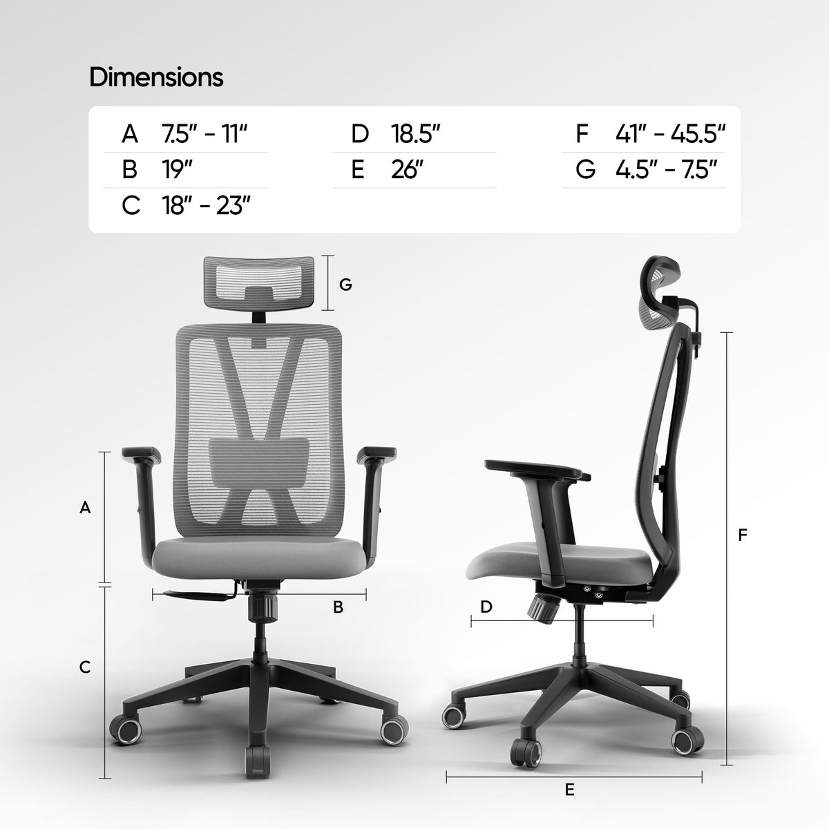 Frido AeroMesh Classic Ergo Chair - With Headrest