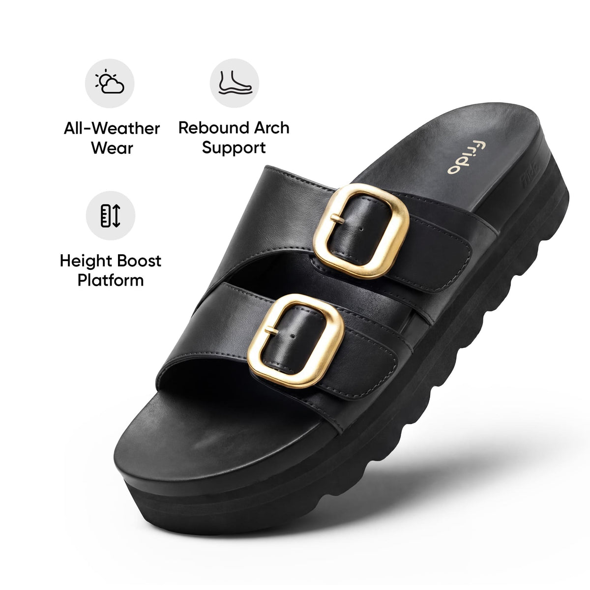 Frido Women's Arch Comfort Wedge Sandals - Buckle Strap