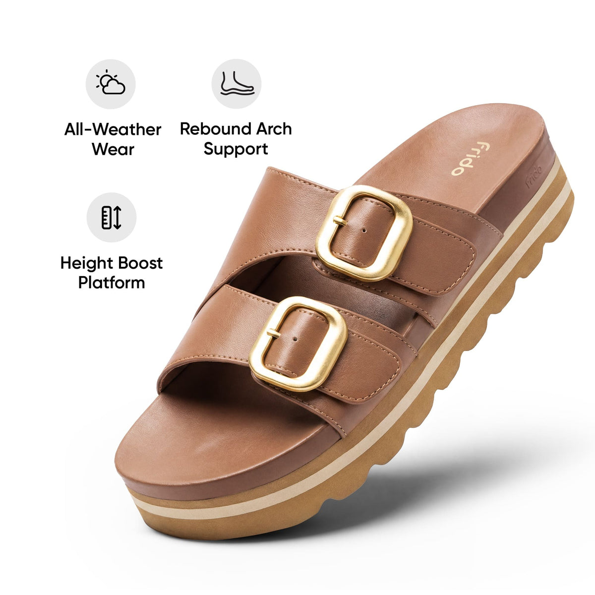 Frido Women's Arch Comfort Wedge Sandals - Buckle Strap