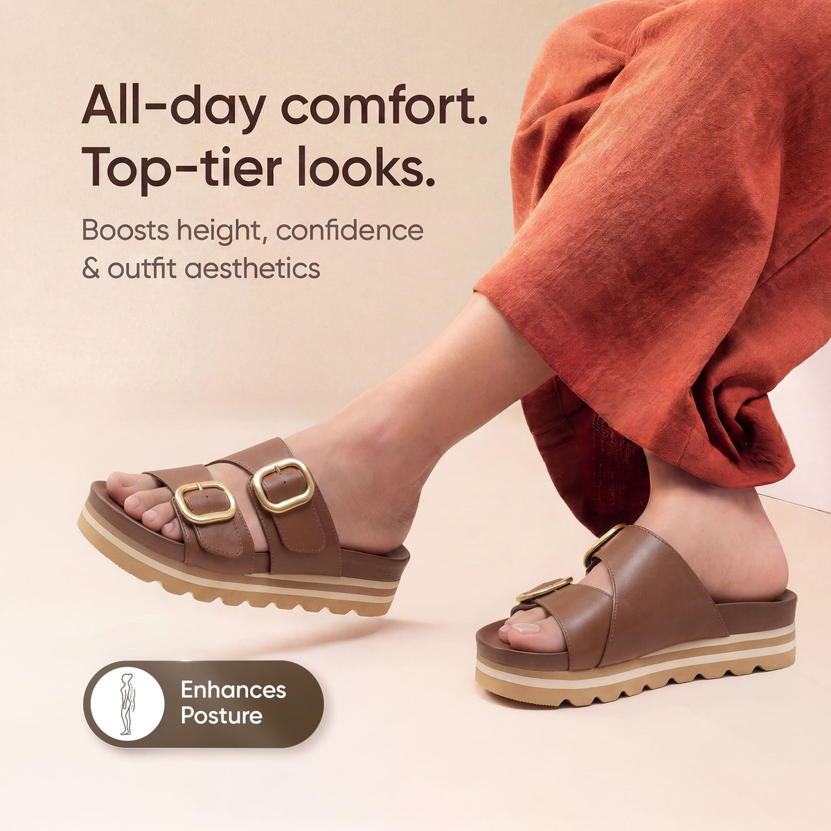 Frido Women's Arch Comfort Wedge Sandals - Buckle Strap