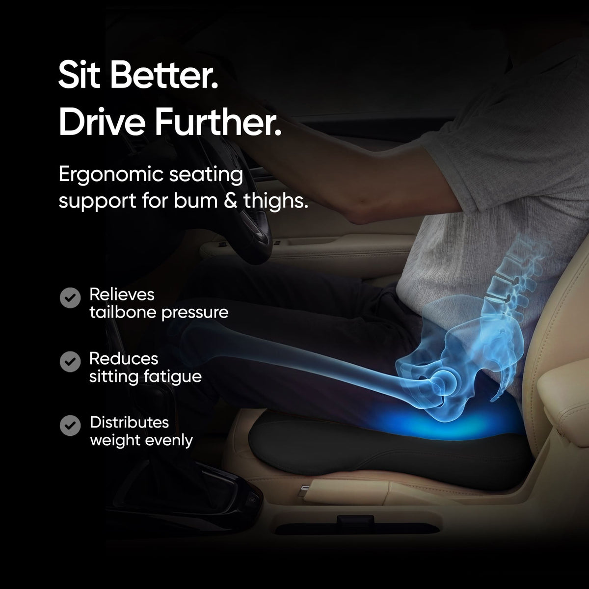 Frido Premium Car Wedge Seat Cushion