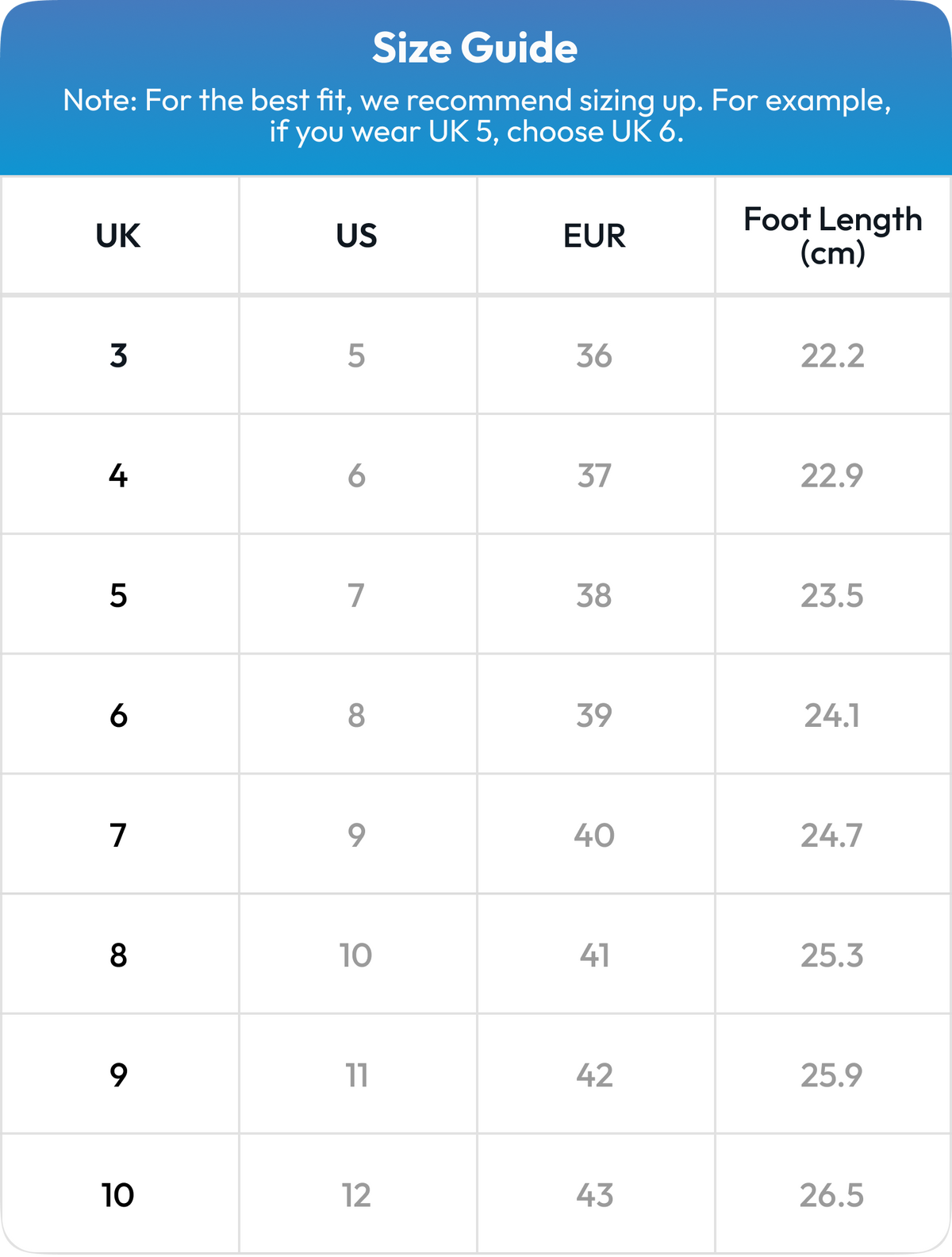 Size chart