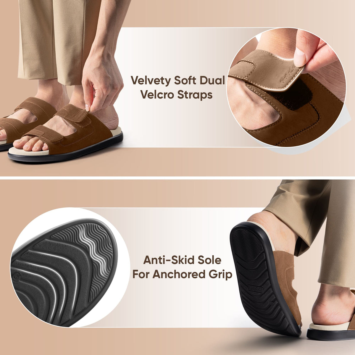 Frido Men's Comfort Dual Strap Sandals