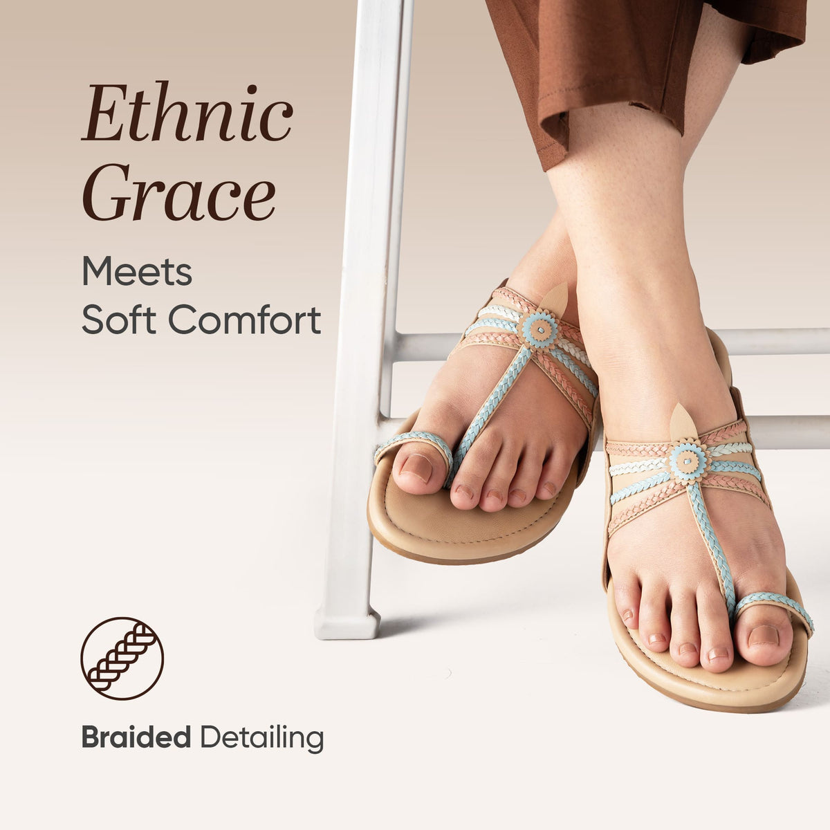 Frido Women's Ethnic Comfort Flat Sandal