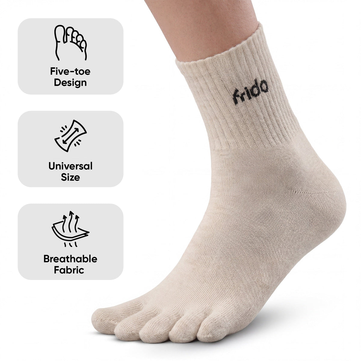 Frido Five Toe Socks - Solid