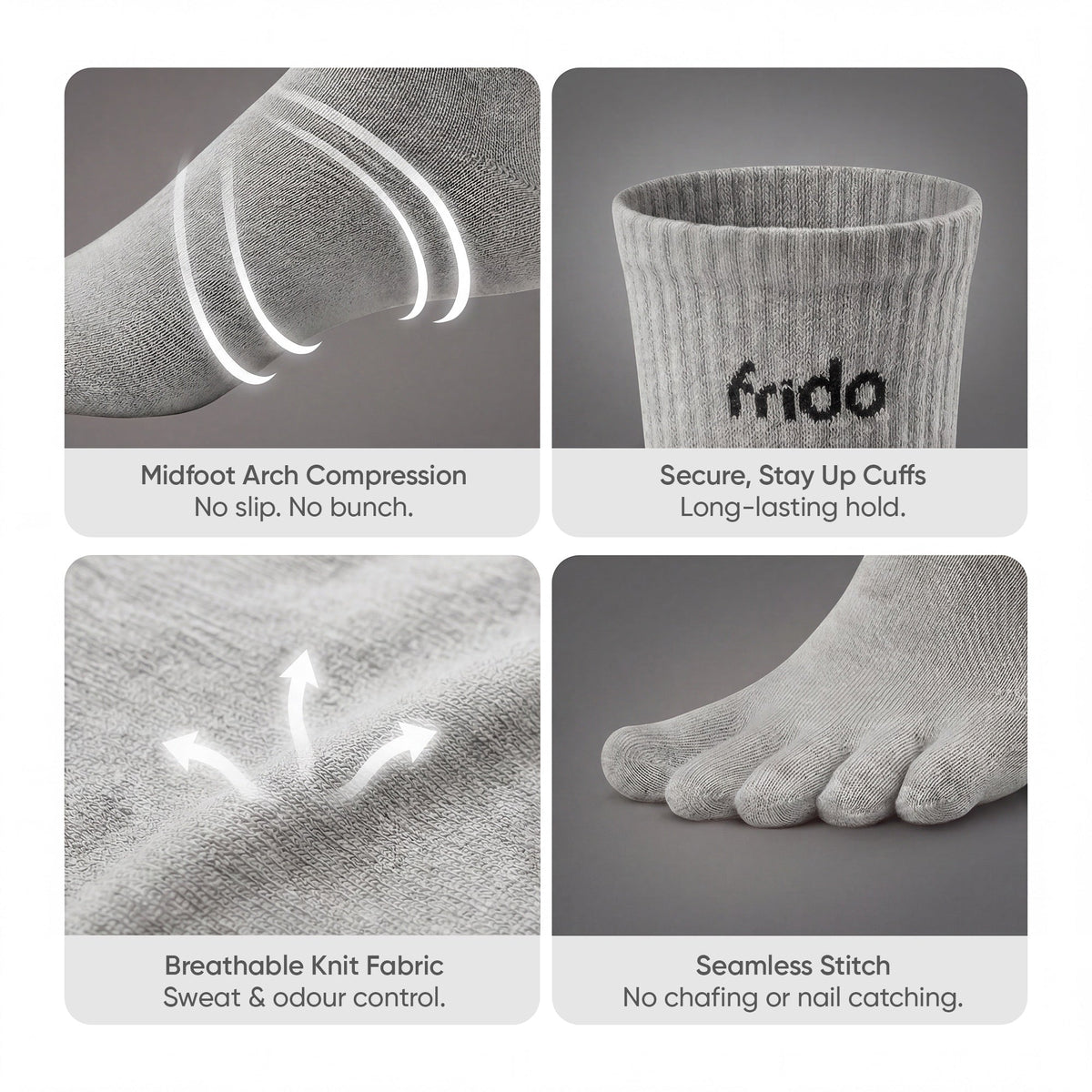 Frido Five Toe Socks - Solid