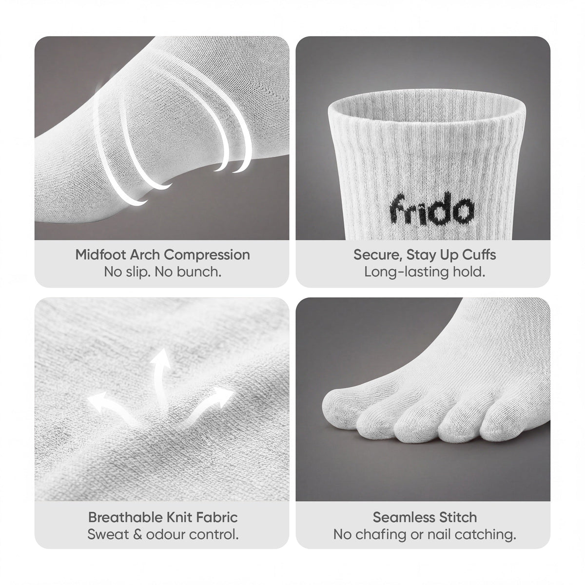 Frido Five Toe Socks - Solid
