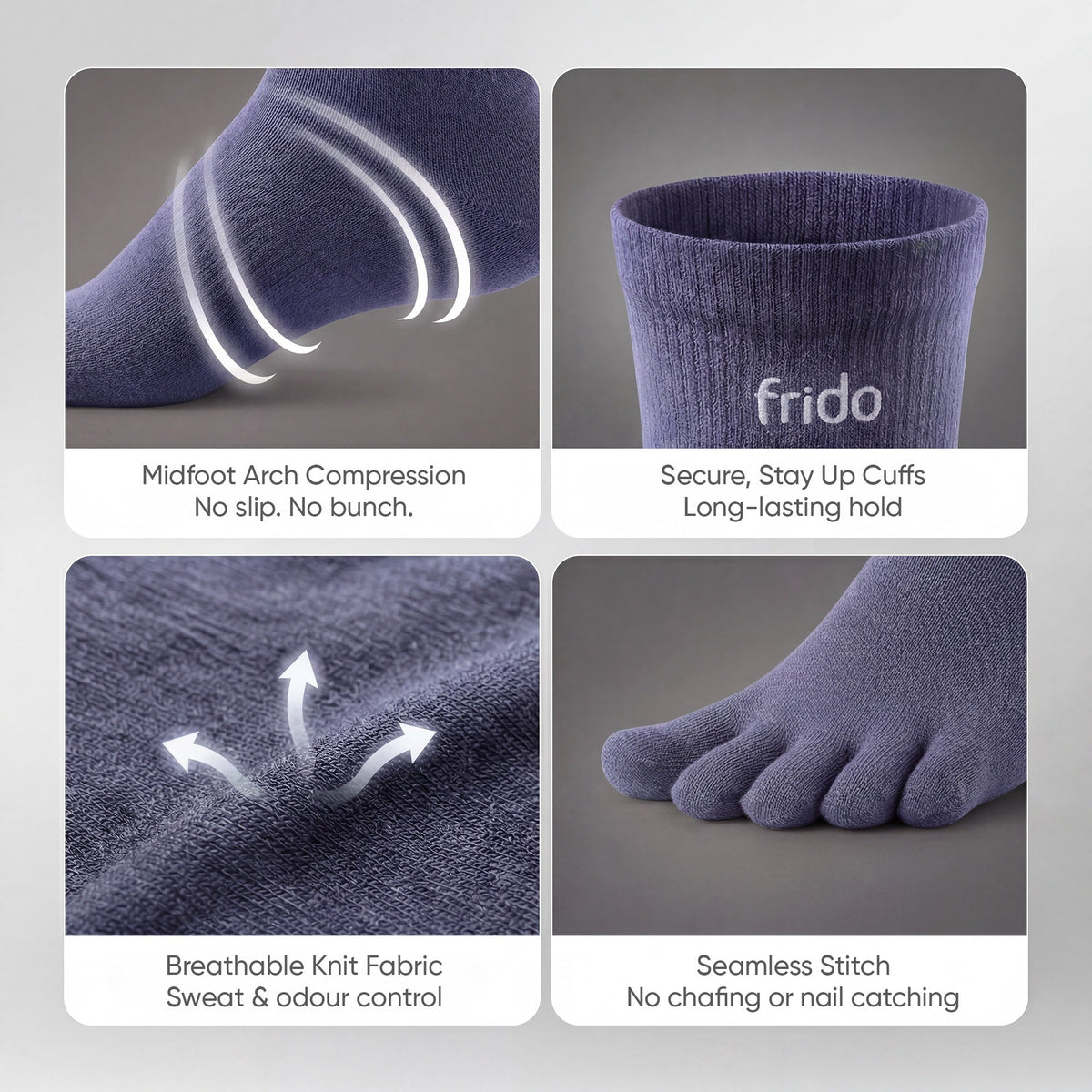 Frido Five Toe Socks - Solid
