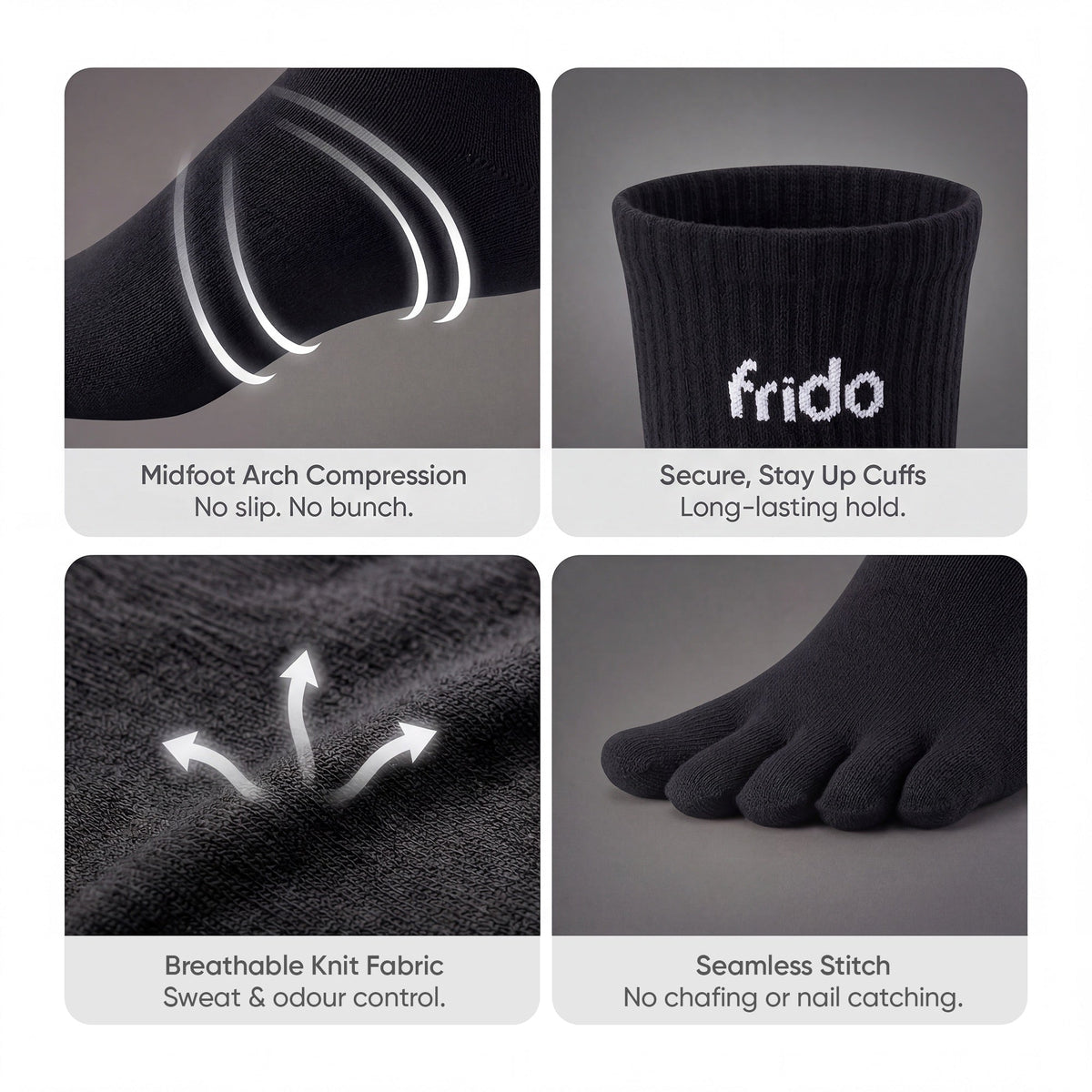 Frido Five Toe Socks - Solid