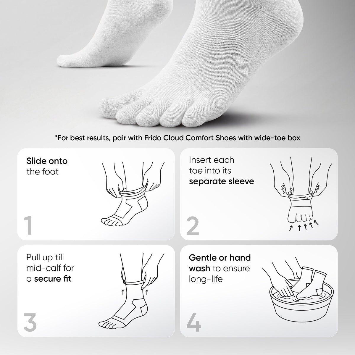 Frido Five Toe Socks - Solid