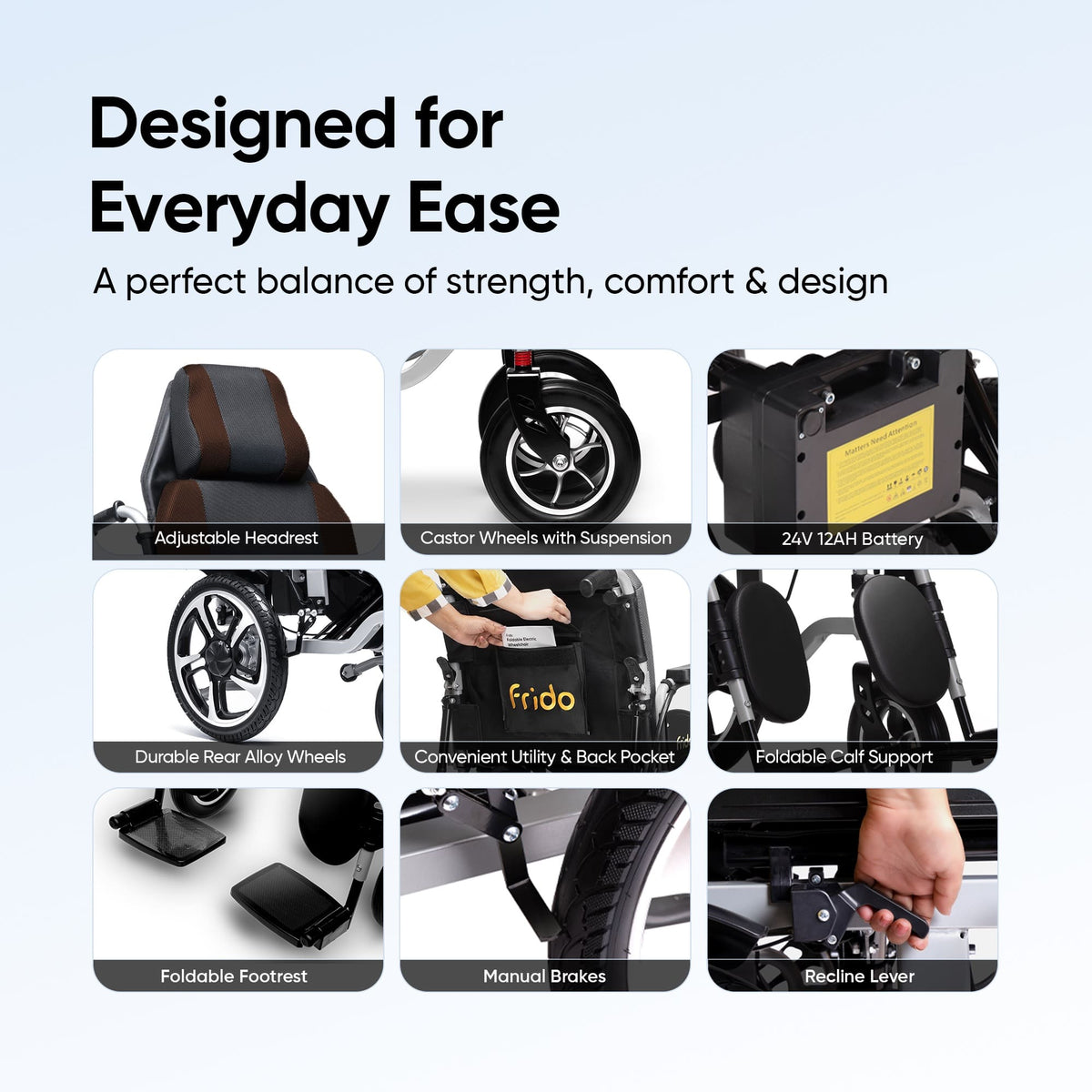 Frido Heavy Duty Recliner Electric Wheelchair