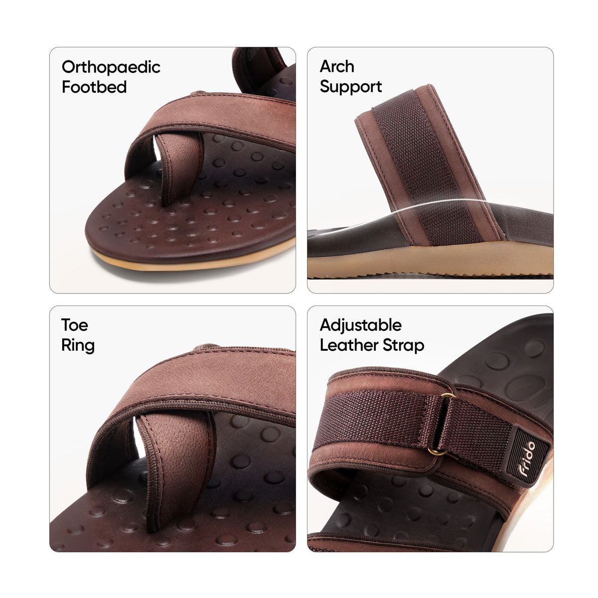 Frido Men's Orthotics Toe Ring Sandals