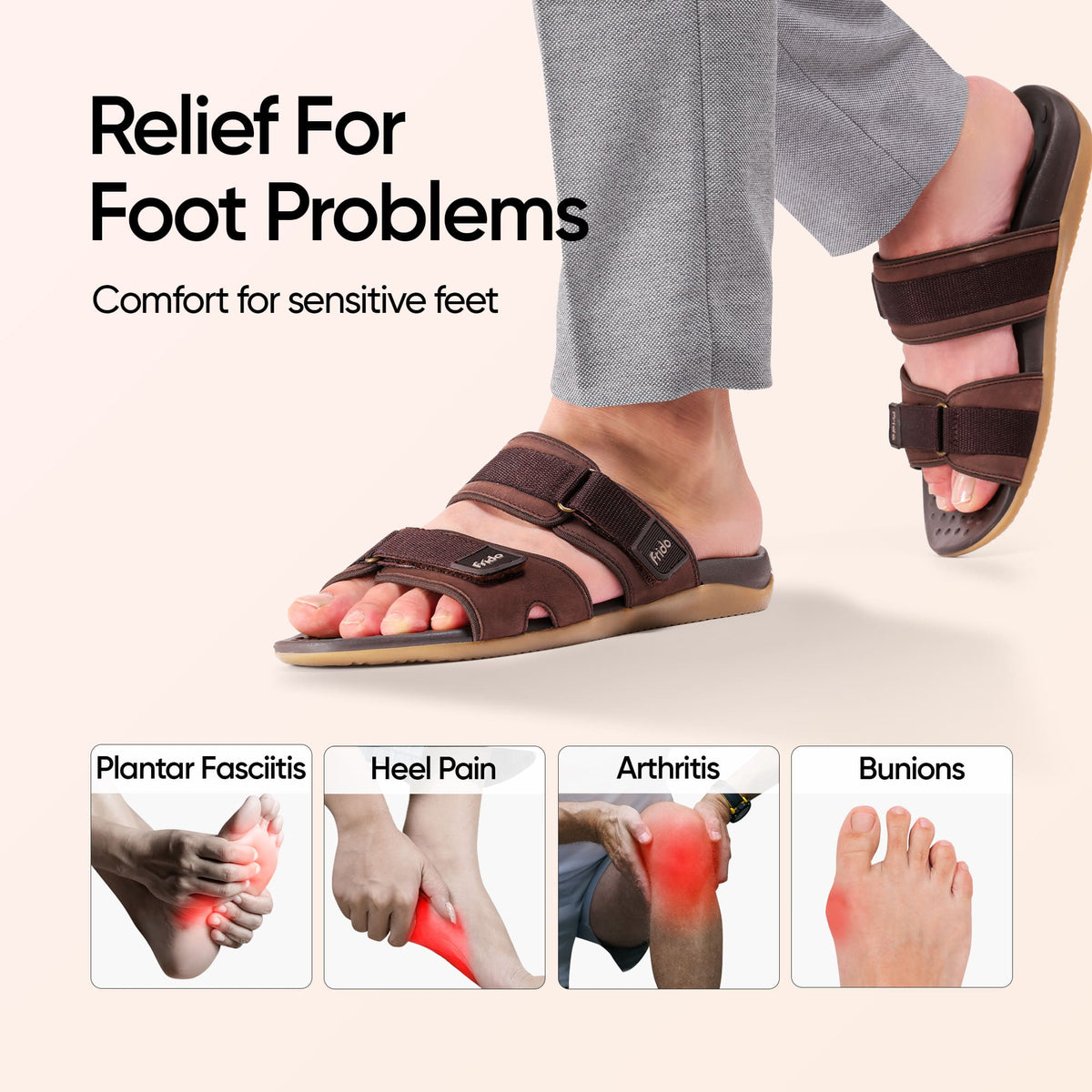 Frido Men's Orthotics Dual Strap Sandals