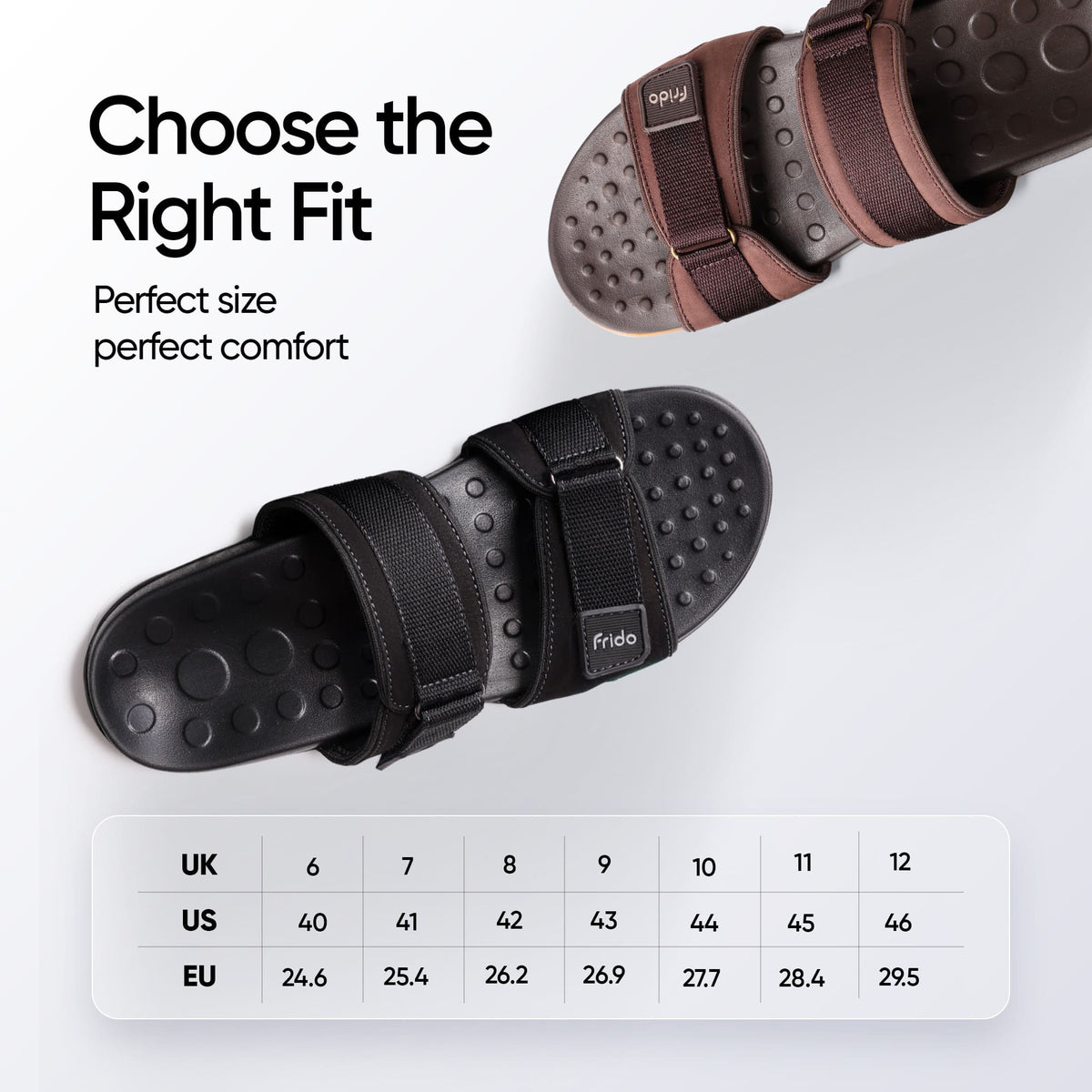 Frido Men's Orthotics Dual Strap Sandals