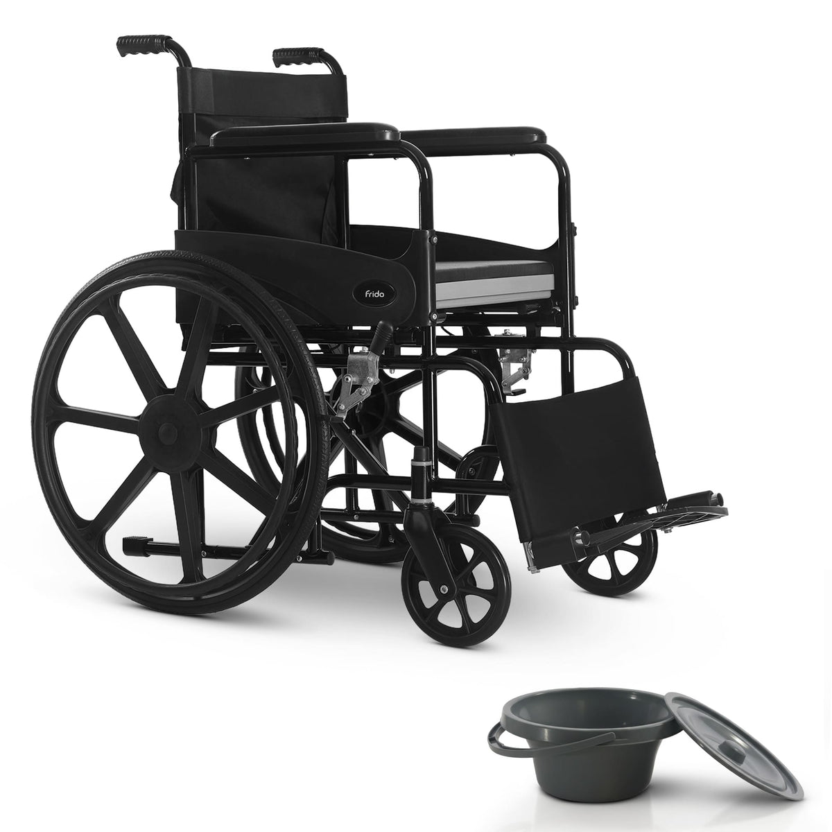 Frido 2 in 1 Foldable Wheelchair for Regular and Commode Use(FSC101)