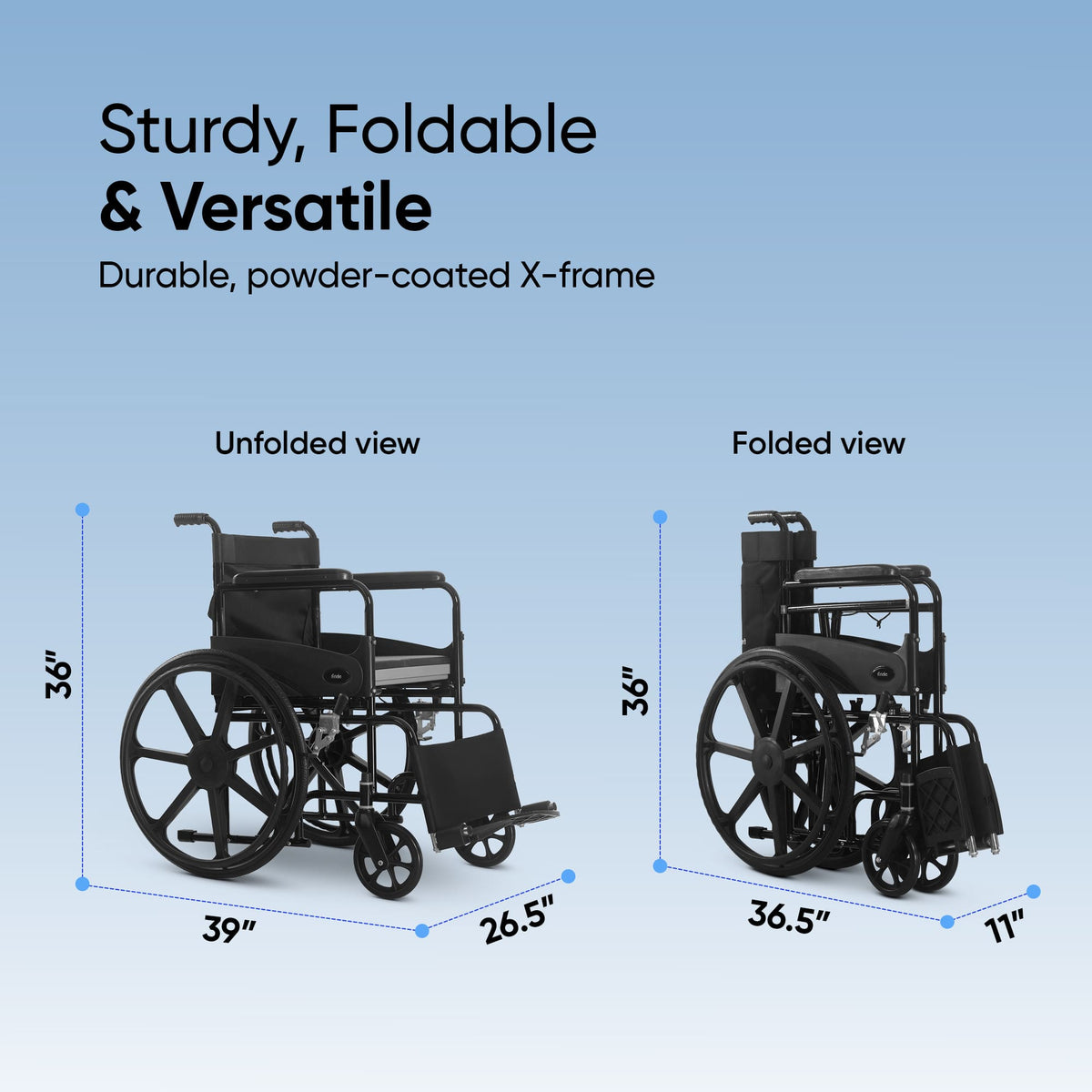Frido 2 in 1 Foldable Wheelchair for Regular and Commode Use(FSC101)