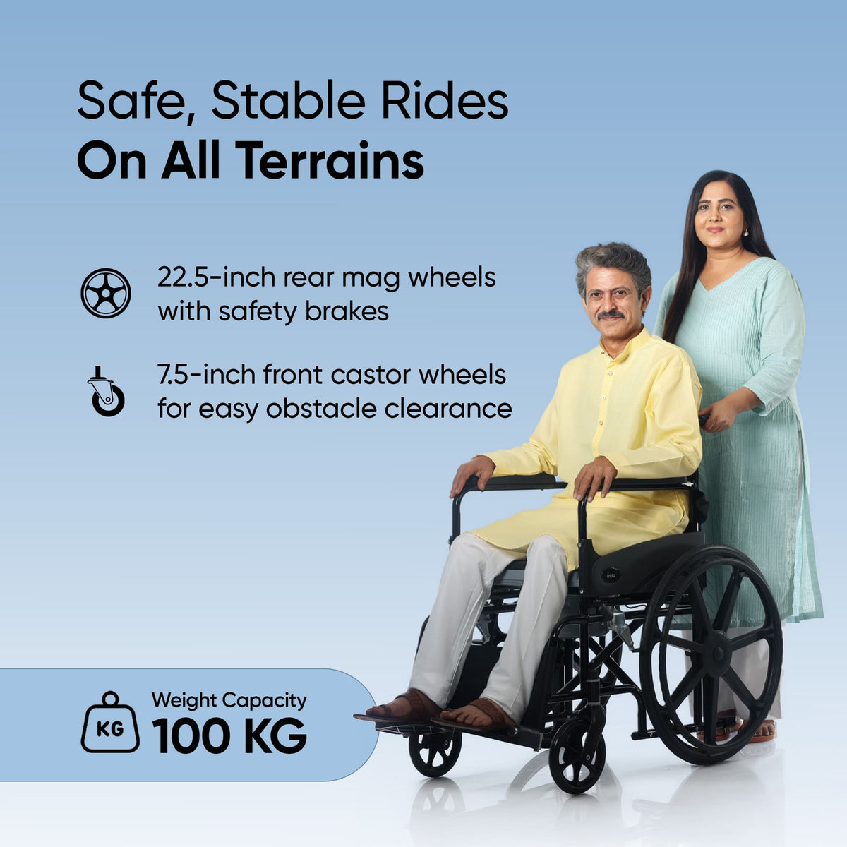 Frido 2 in 1 Foldable Wheelchair for Regular and Commode Use(FSC101)