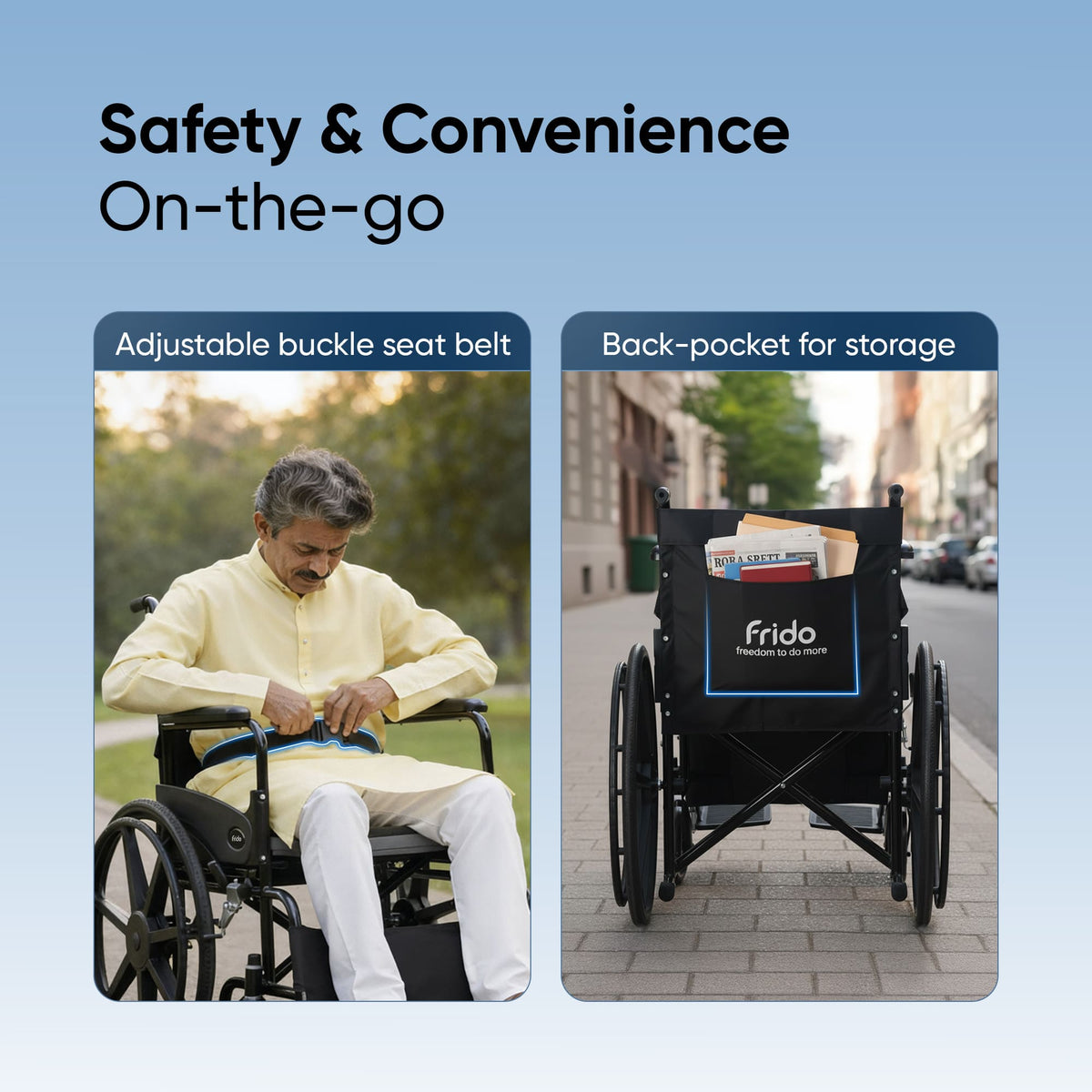 Frido 2 in 1 Foldable Wheelchair for Regular and Commode Use(FSC101)