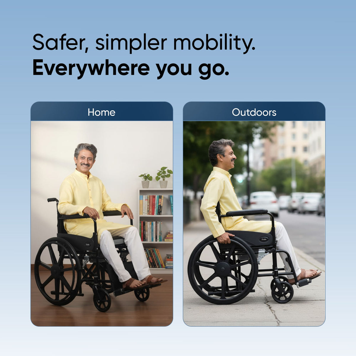 Frido 2 in 1 Foldable Wheelchair for Regular and Commode Use(FSC101)