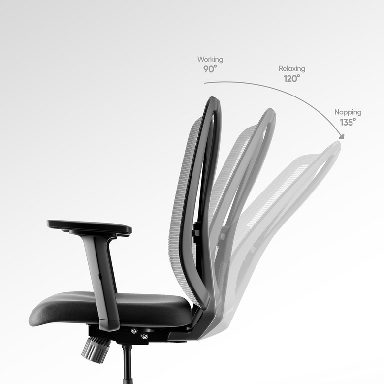 Adjustable Recline Up to 135° With Safety 3 Locks 